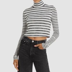 Rag & Bone Black and White Striped Turtleneck